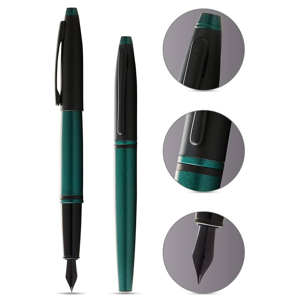 万年筆 ブラック・グリーン ストライプ Amazon.co.jp: Ellington Pens 高級万年筆 - グリーンとブラック